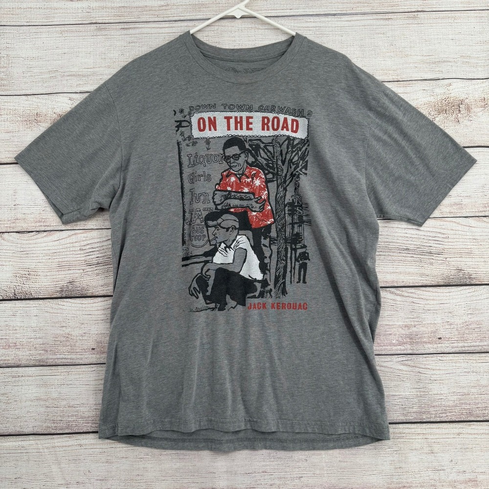 Out of Print T Shirt Men XL Gray Jack Kerouac On the Road Graphic Tee Literature
